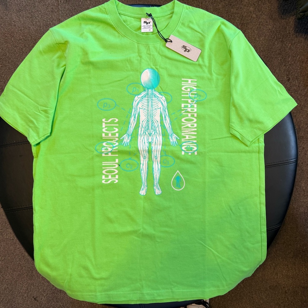 Seoul Projects High Performance Neon Green Short Sleeve Graphic Tee